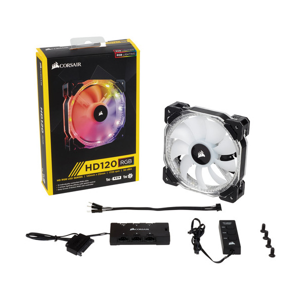 CORSAIR - FAN HD120 RGB LED HIGH PERFORMANCE 120mm PWM WITH CONTROLLER (CO-9050066-WW)