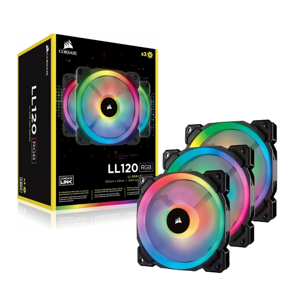 CORSAIR - TRIPACK FAN LL120 RGB LED DUAL LIGHT LOOP 120mm PWM WITH CONTROLLER (CO-9050072-WW)