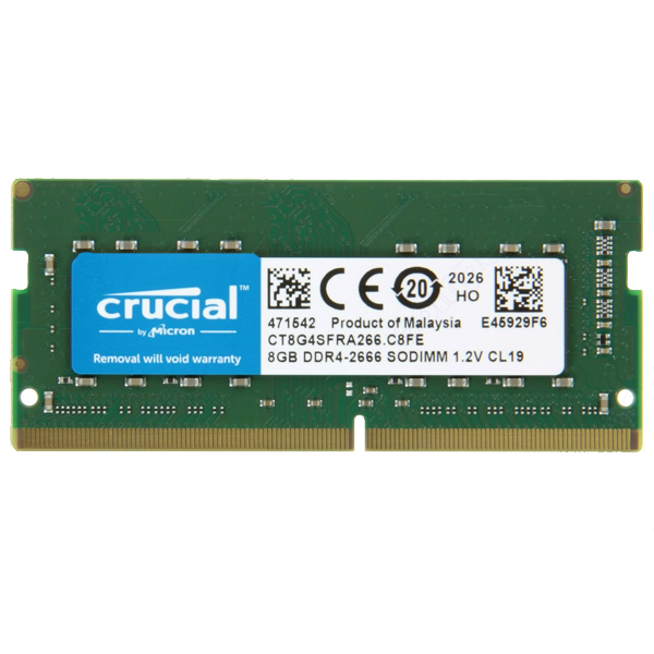 CRUCIAL - MEMORIA 8GB DDR4 2666 SODIMM PC4-21300 CL19 SIN BÚFER NO ECC 1.2V (CT8G4SFRA266) 