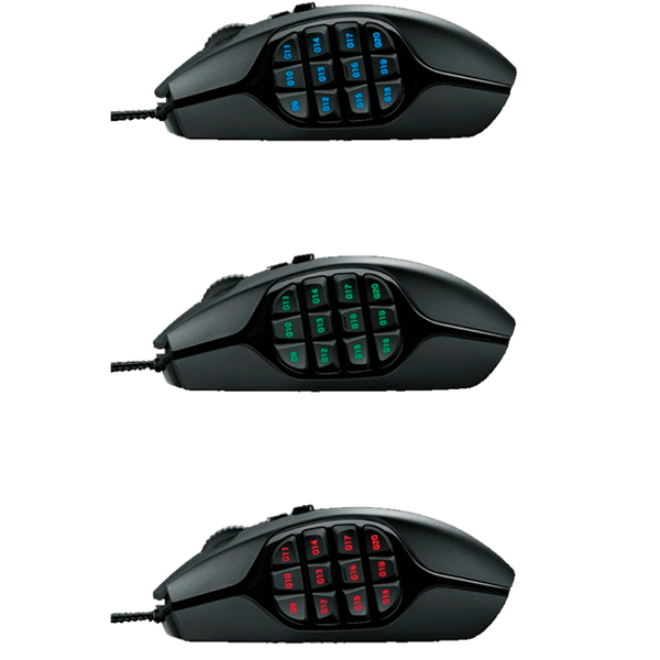 LOGITECH - GAMING MOUSE G600 MMO MOUSE - RIGHT-HANDED - LASER - 20 BUTTONS - WIRED - USB - BLACK (910-003879)