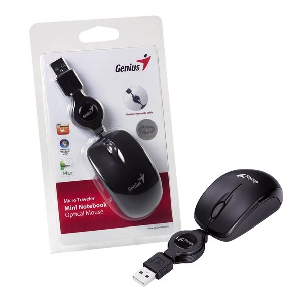 GENIUS - MOUSE MICROT USB - OPTICO RETRACTIL - NEGRO (31010125100)