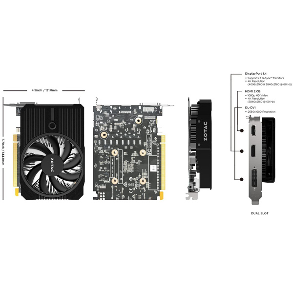 ZOTAC - GeForce GTX 1050 Mini - Tarjeta grÃ¡fica - NVIDIA GeForce GTX 1050 (ZT-P10500A-10L)