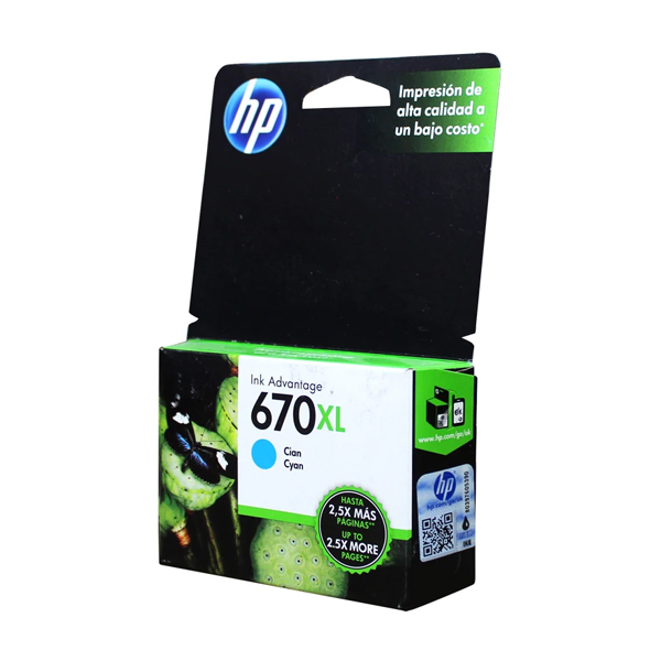 HP - TINTA 670XL CYAN INK CARTRIDGE (CZ118AL)