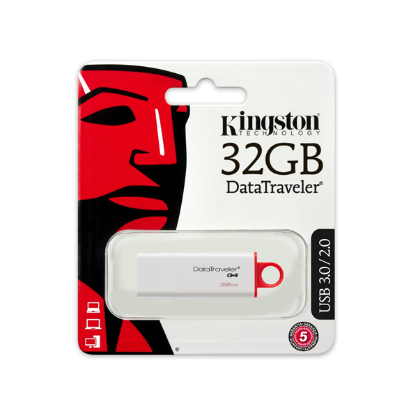 KINGSTON - PENDRIVE DATATRAVELER G4 32GB 3.0 USB BLANCO / ROJO (DTIG4/32GB)