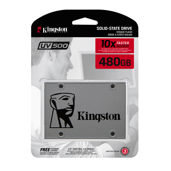 KINGSTON - SSD 480GB SATA3 2.5 7MM 3D TLC 520 / 500 / MB/S L/E UV500 (SUV500/480G)