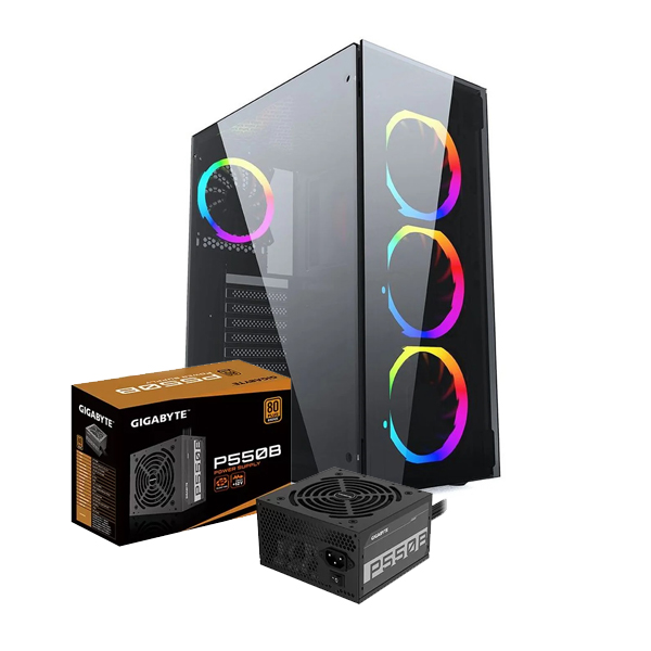 KITS - KIT GABINETE MORPHEUS JX188-9 + FUENTE GBT 550W (KT026XCL05)