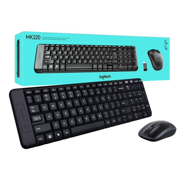 Combo Mouse+Tec LOG MK220 Inal Pila Teclado Completo Win