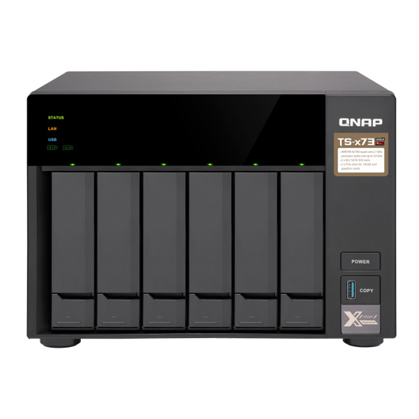 QNAP - 6 BAYS NAS TS-673-8G-US ISCSI IP-SANAMD RSERIES 8GBRAM (TS-673-8G-US)