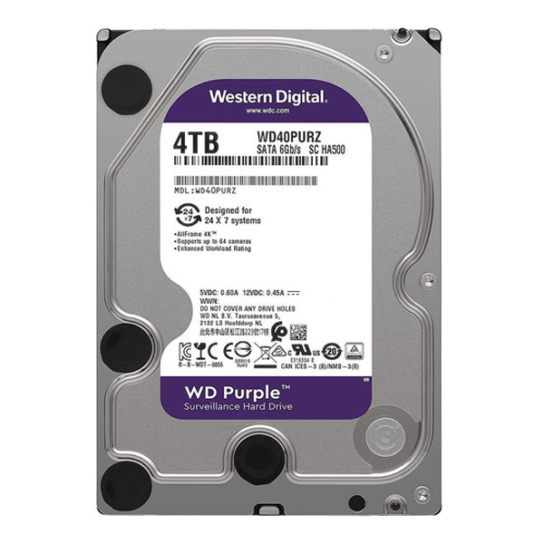 WESTERN DIGITAL - D/S  PURPLE WD40PURZ  4TB SURVEILLANCE 64MB INTELLIPOWER (WD40PURZ)