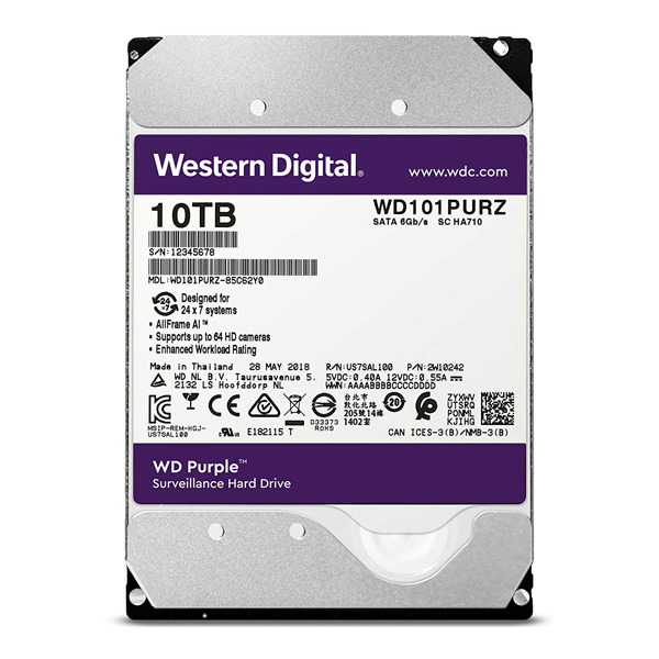 WESTERN DIGITAL - PURPLE WD101PURZ  10TB SURVEILLANCE 256MB 7200RPM (WD101PURZ)