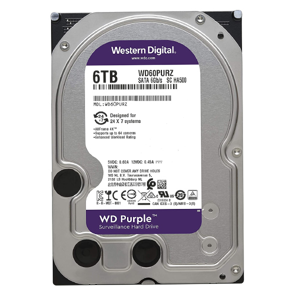 WESTERN DIGITAL - PURPLE WD60PURZ  6TB SURVEILLANCE 64MB INTELLIPOWER (WD60PURZ)