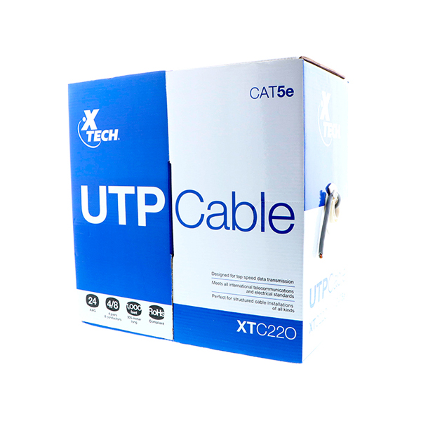 XTECH - CAJA CABLE UTP CAT5E GRIS DE 305 MTS ALEACION (XTC-220)