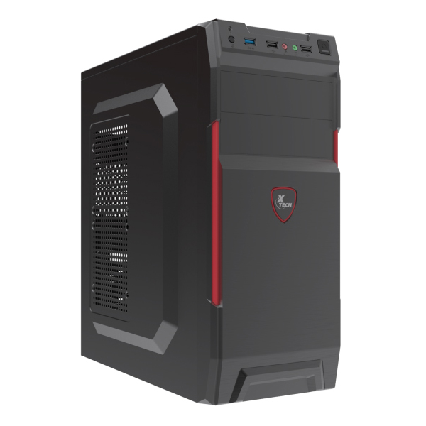 XTECH - XTECH XTQ-214 MID TOWER ATX 600 WATT BLACK AND RED- USB/AUDI (XTQ-214)